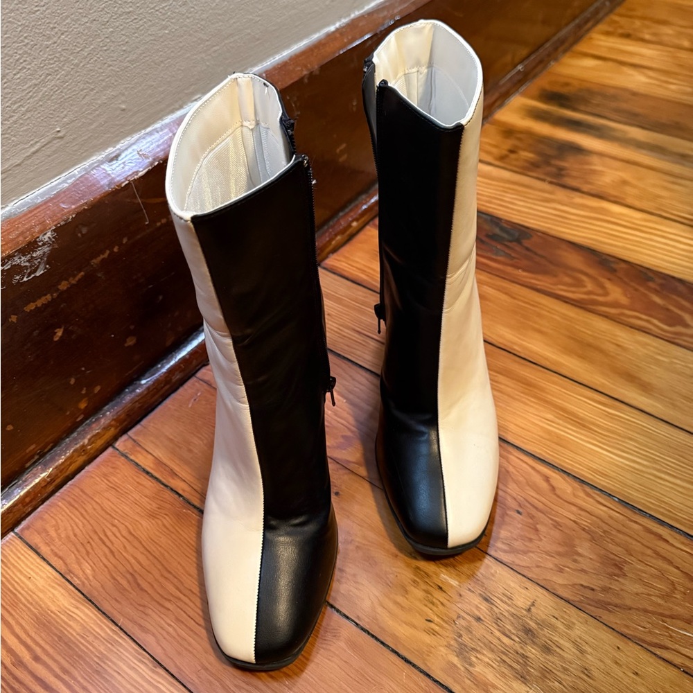 Journee Collection Black and White Heeled Boots
